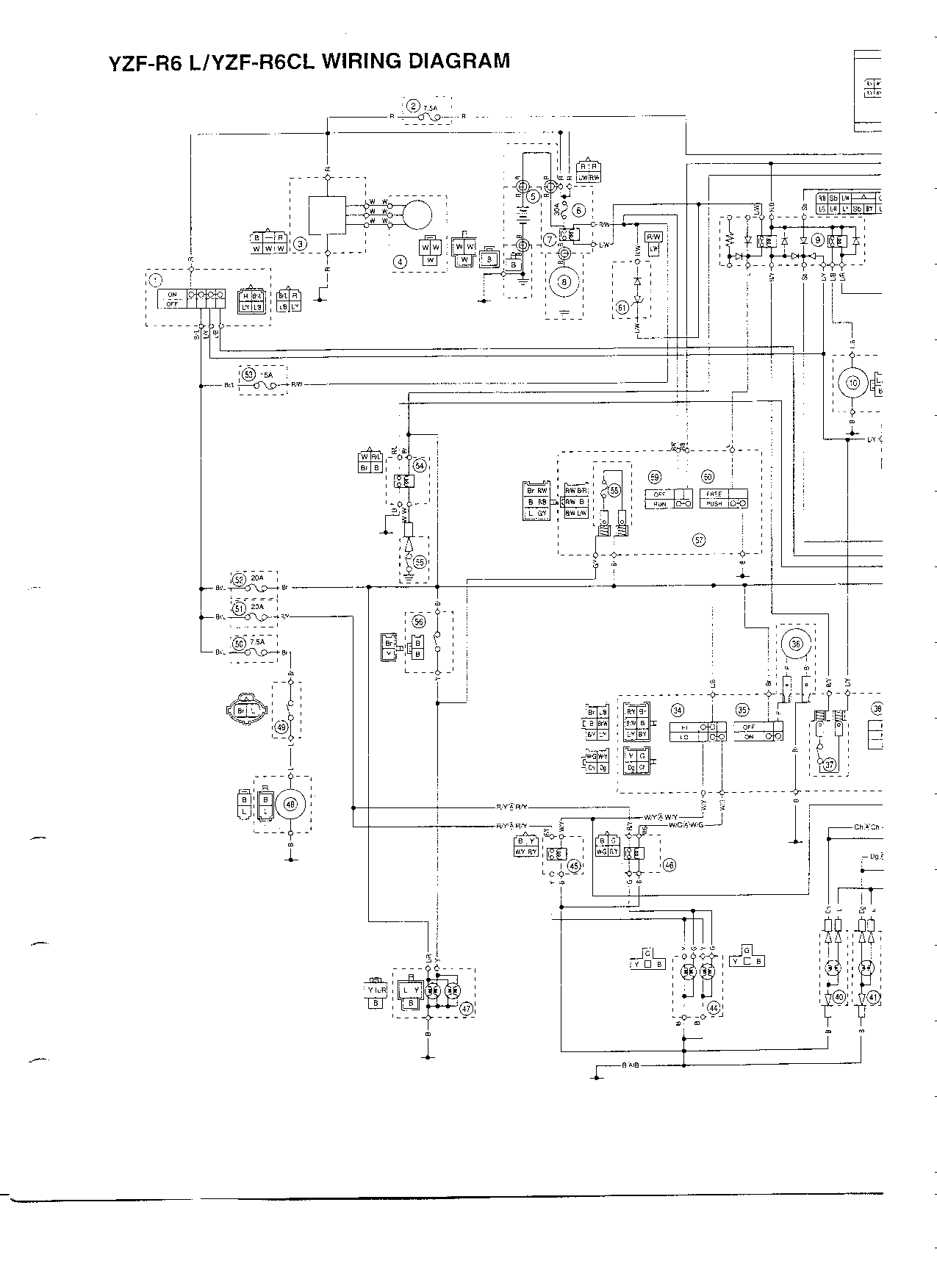 Yamaha XZF-R6(L-CL), R6 99-02 Wiring Diagram