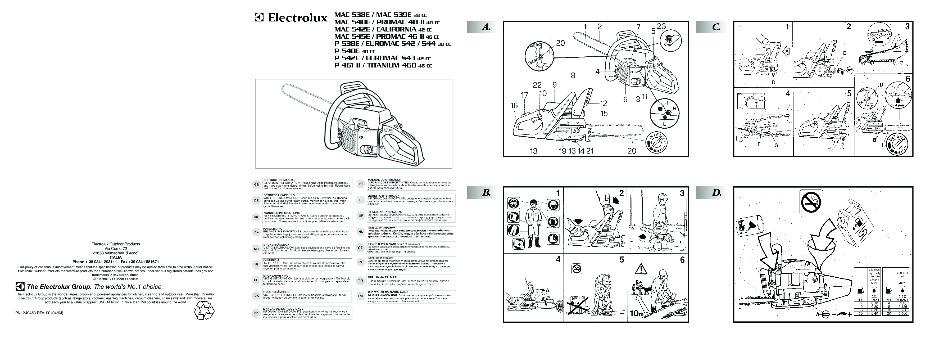 Electrolux 540E, P 542E, P 461 II, MAC 538E, S43 User Manual