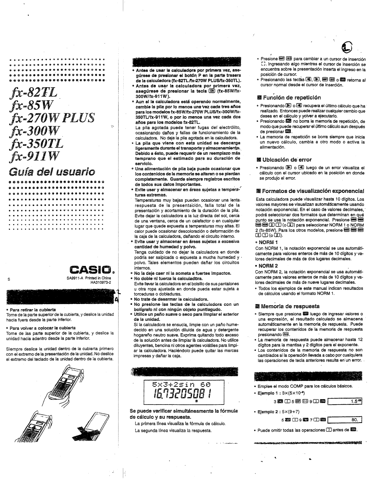 Casio FX-350TL, FX-82TL, FX-85W, FX-300W, FX-270W PLUS User Manual