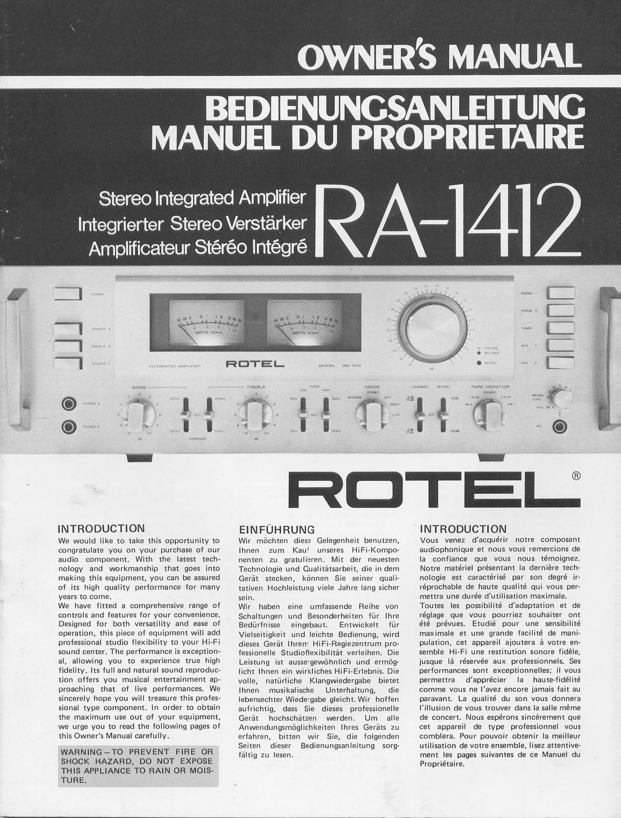 Rotel RA-1412 User Manual