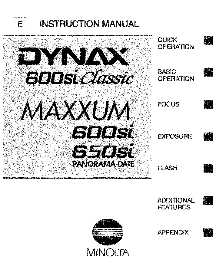Minolta Maxxum 600si User Manual