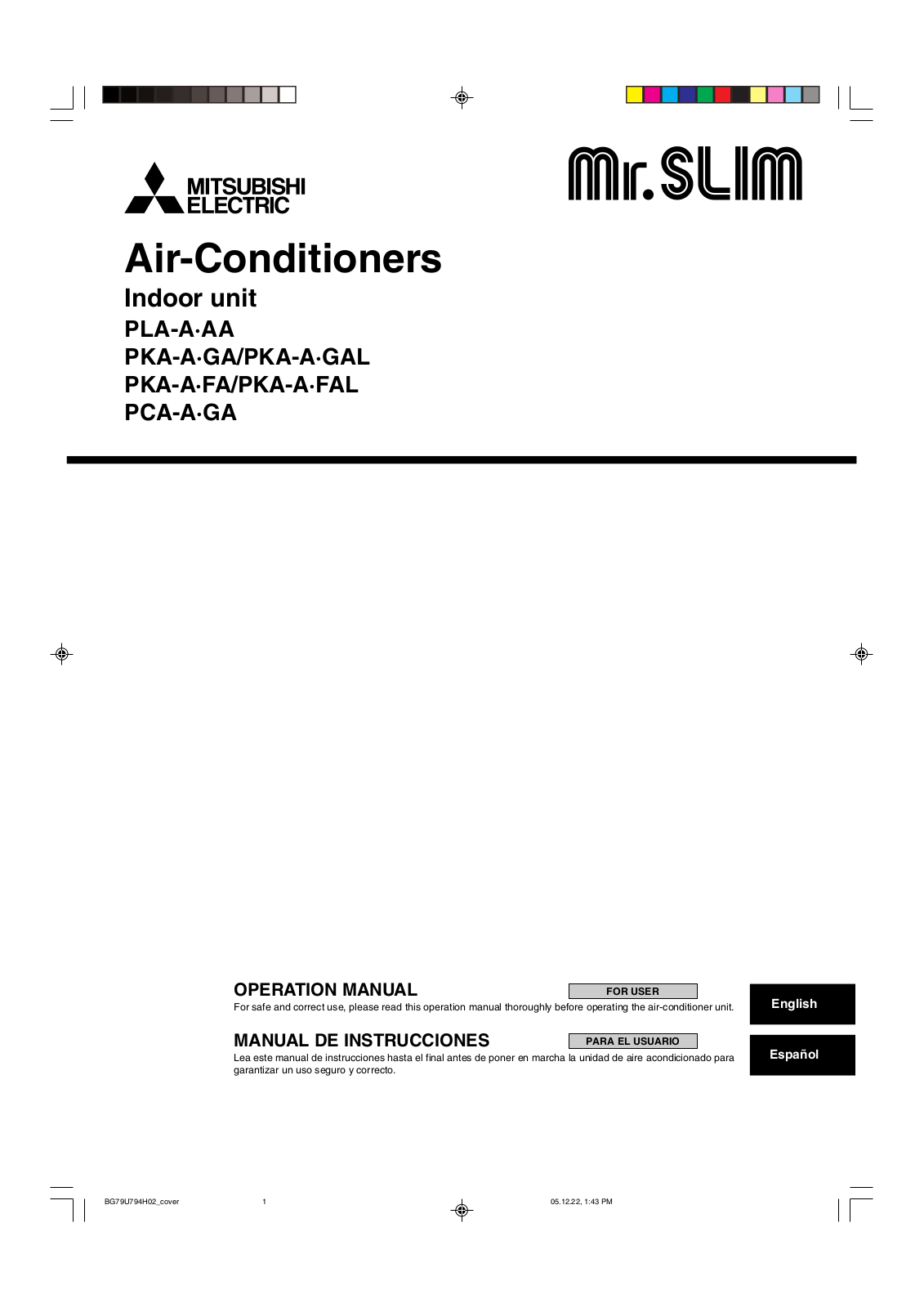 Mitsubishi Electronics PKA-AFA, PKA-AGAL, PKA-AFAL, PKA-AGA, PLA-AAA User Manual