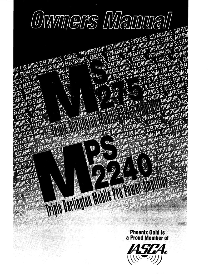 Phoenix Gold MS-275, MPS-2240 User Manual