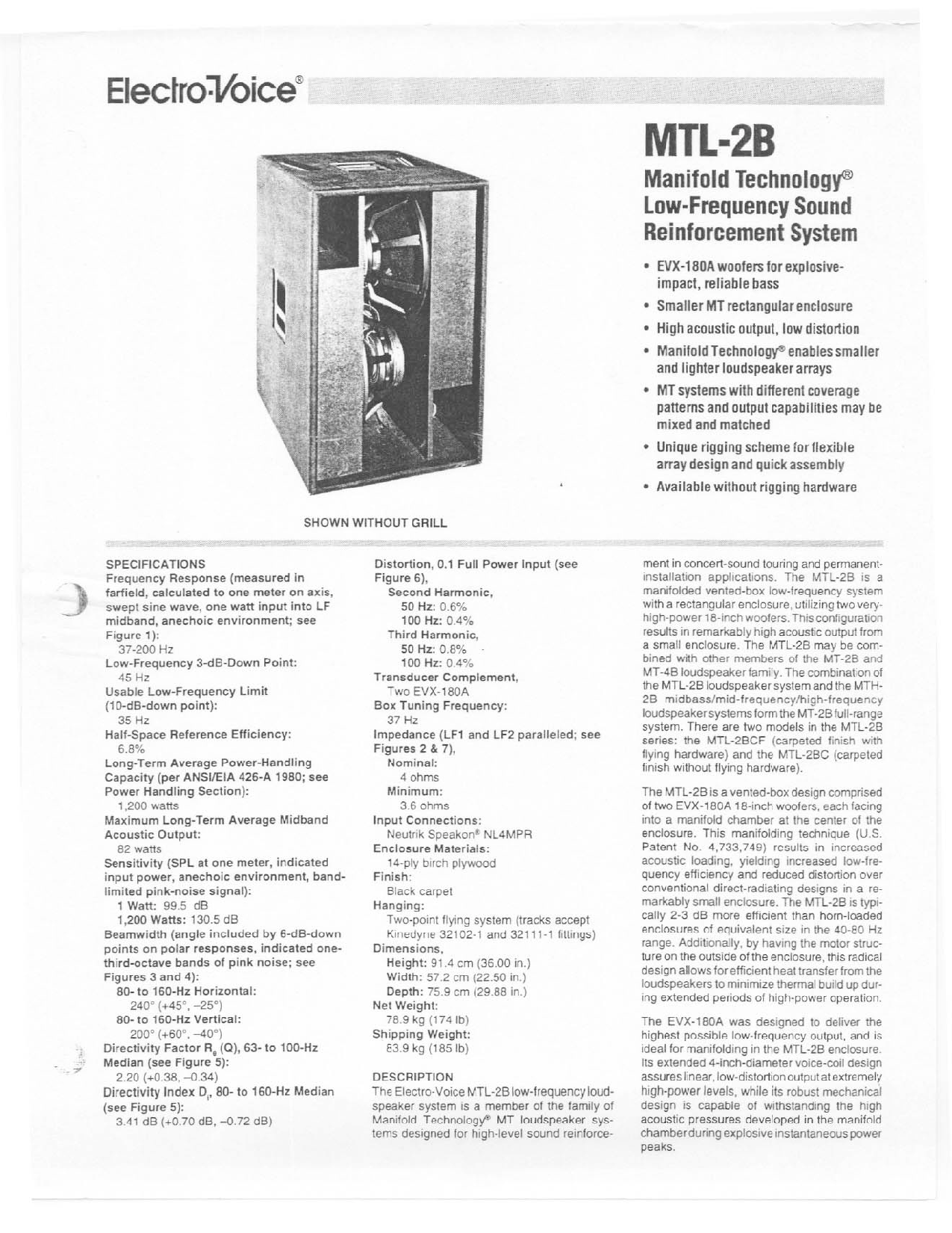 Electro-Voice MTL-2B User Manual