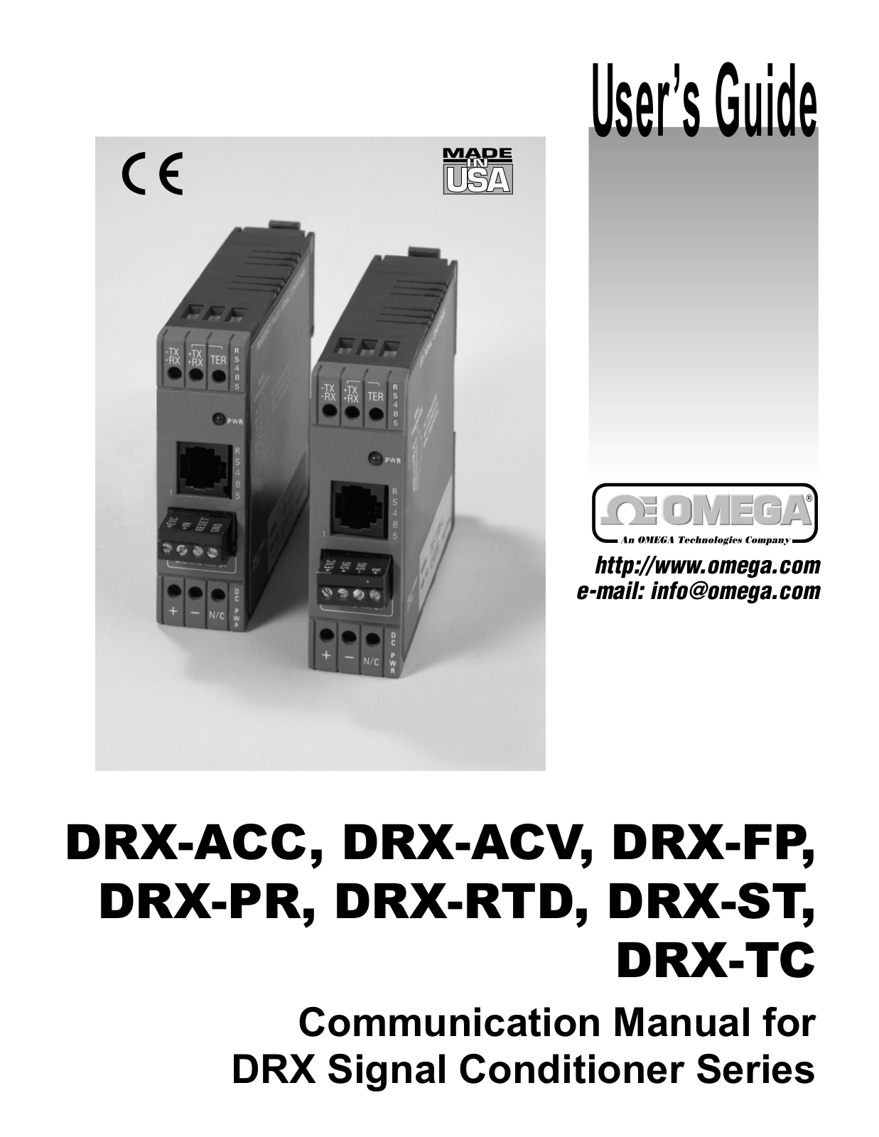 Omega DRX-P, DRX-FP, DRX-ST, DRX-ACC, DRX-TC User Manual