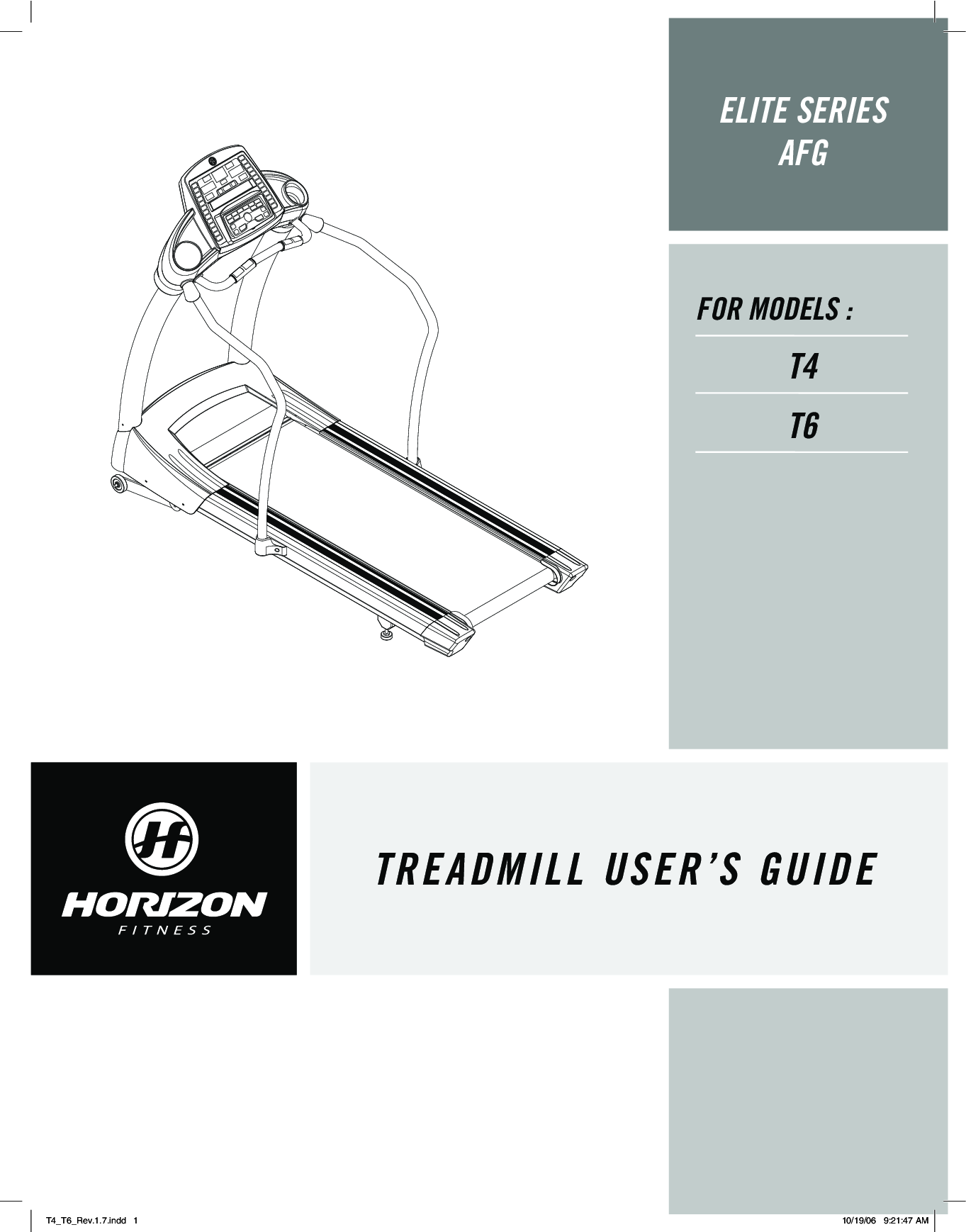 Horizon Fitness AFG T6, AFG T4 User Manual