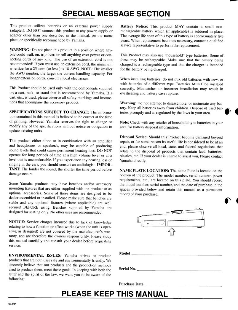 Yamaha QY700 User Manual