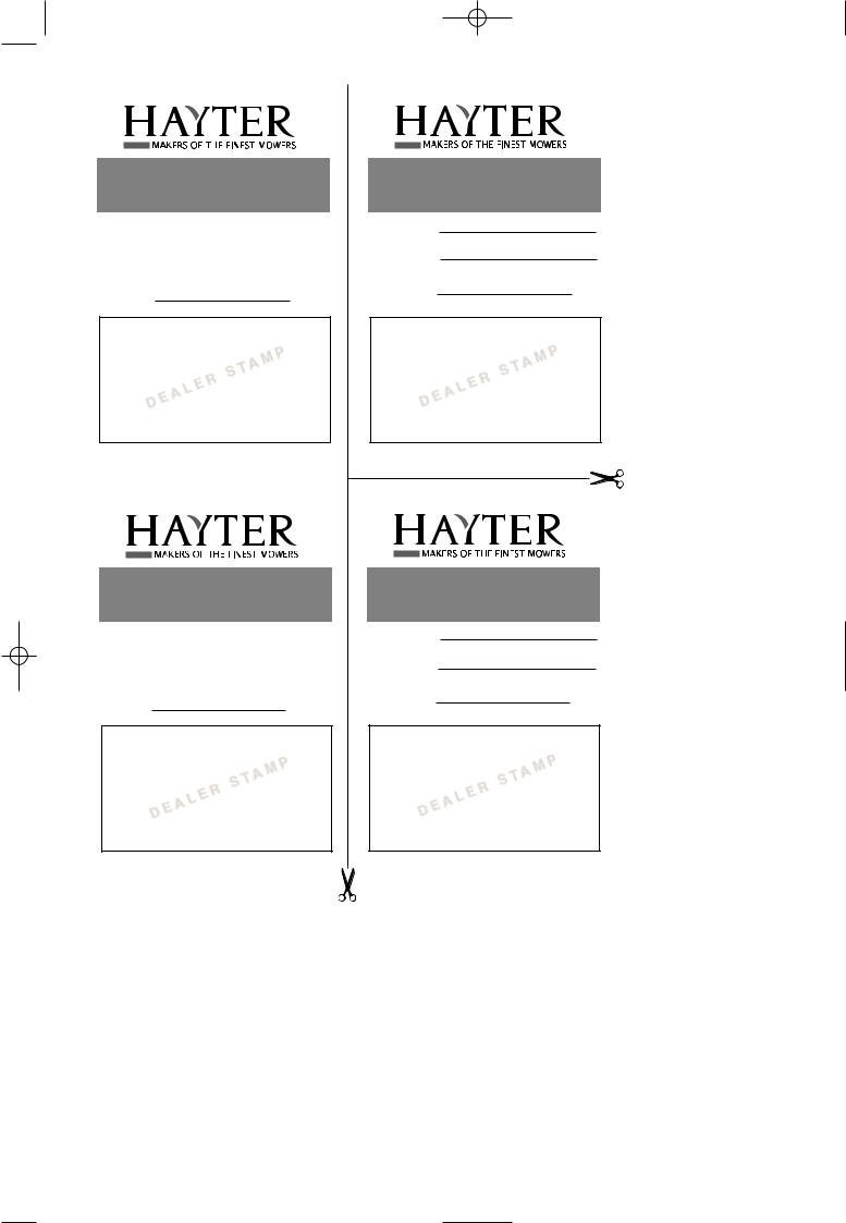 Hayter Mowers Hayterette 005E User Manual