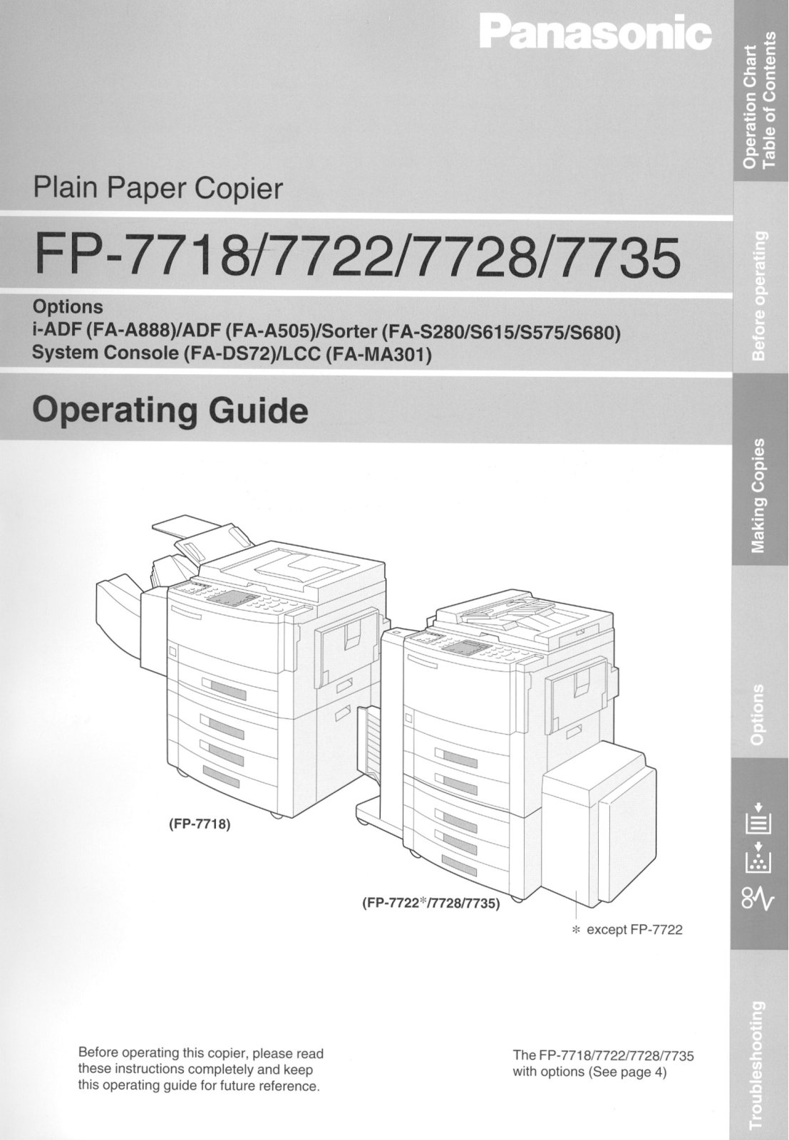 Panasonic FP-7735, FP-7718, FP-7722, FP-7728 User Manual