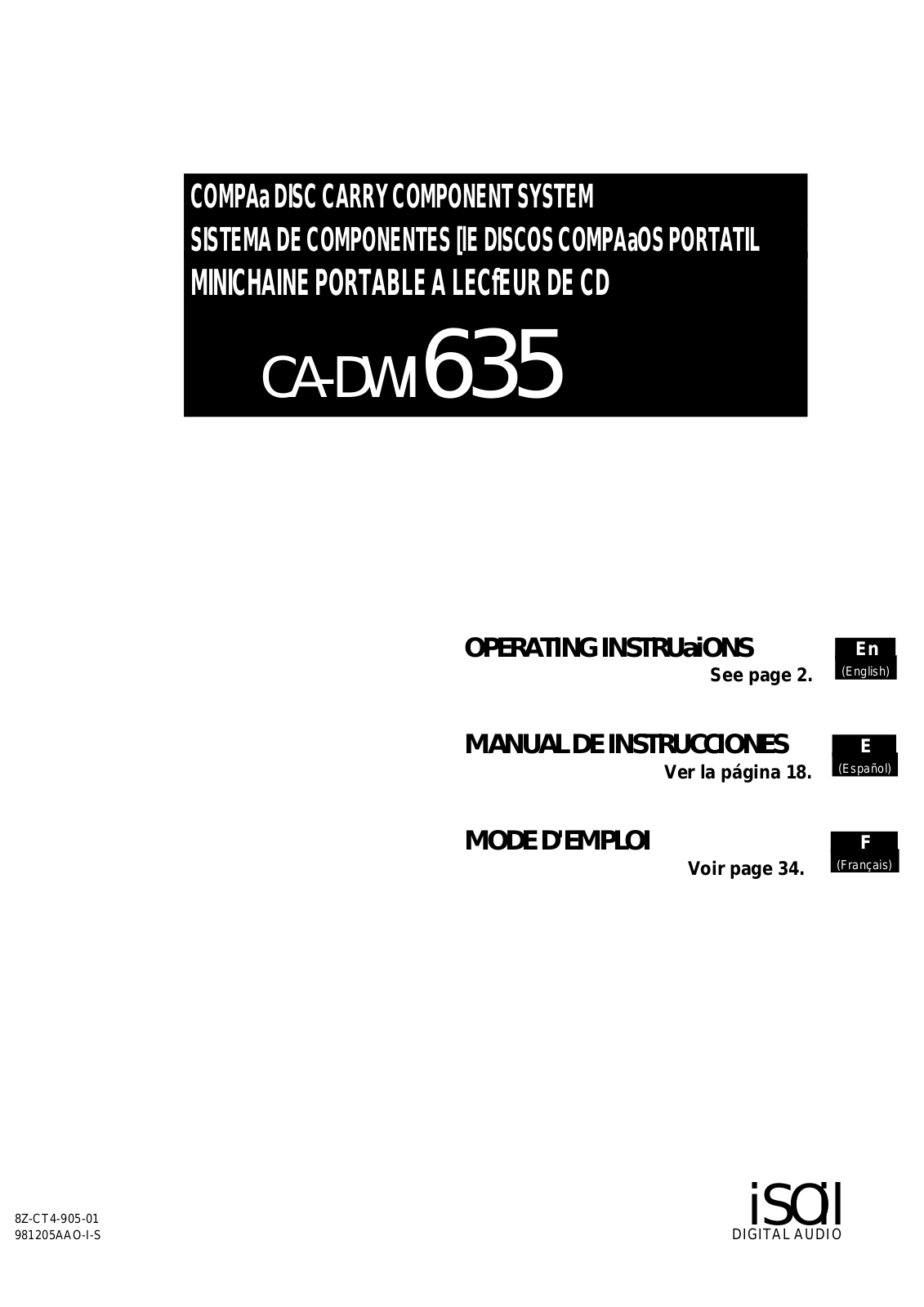 Aiwa CA-DW635 User Manual