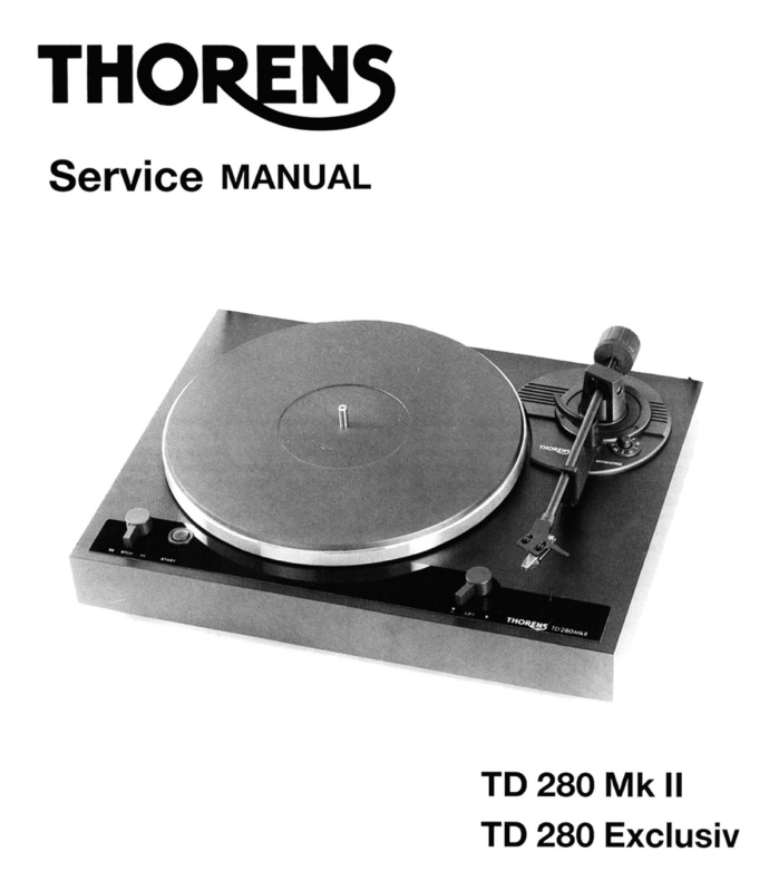 Thorens TD 280 Mk II Service Manual