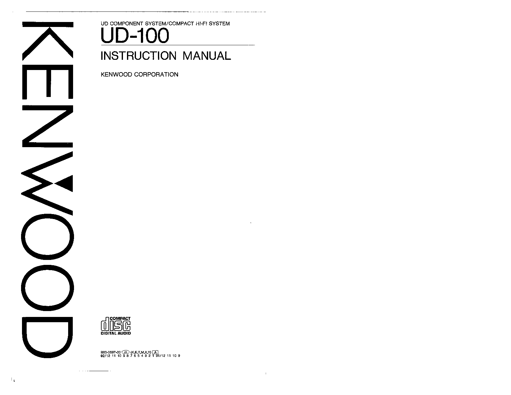Kenwood UD-100 User Manual