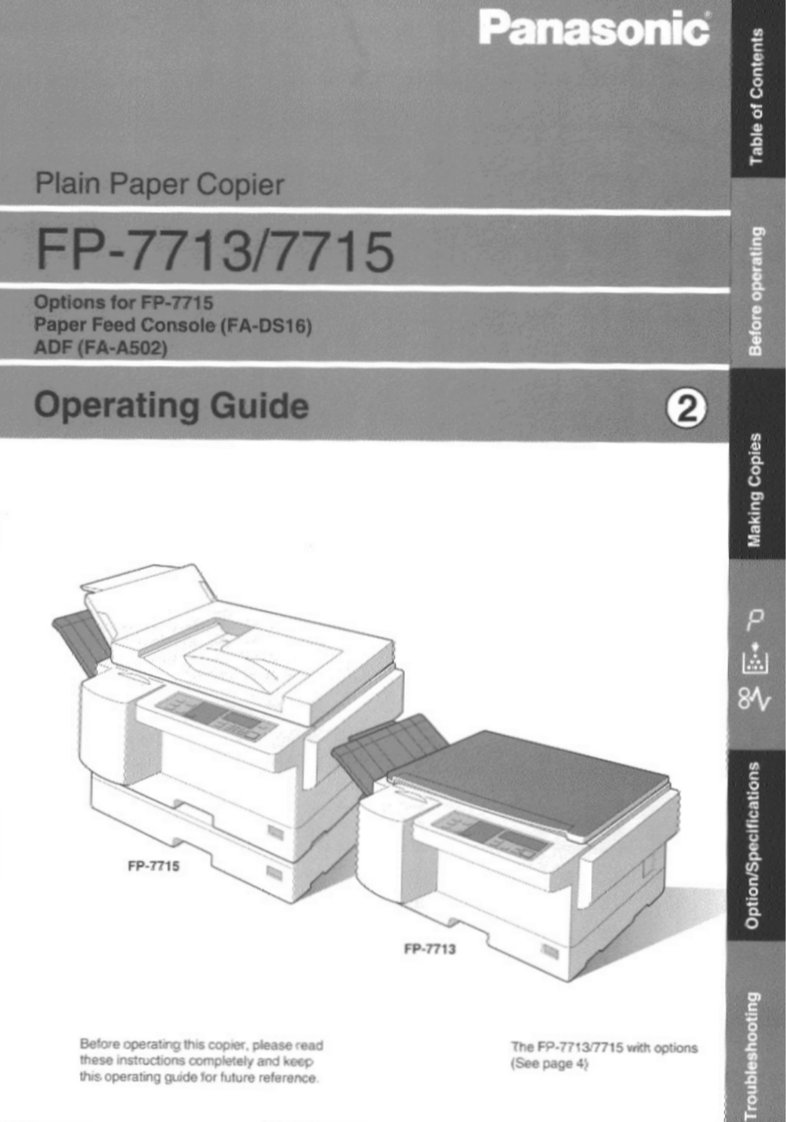 Panasonic FP-7713, FP-7715 User Manual