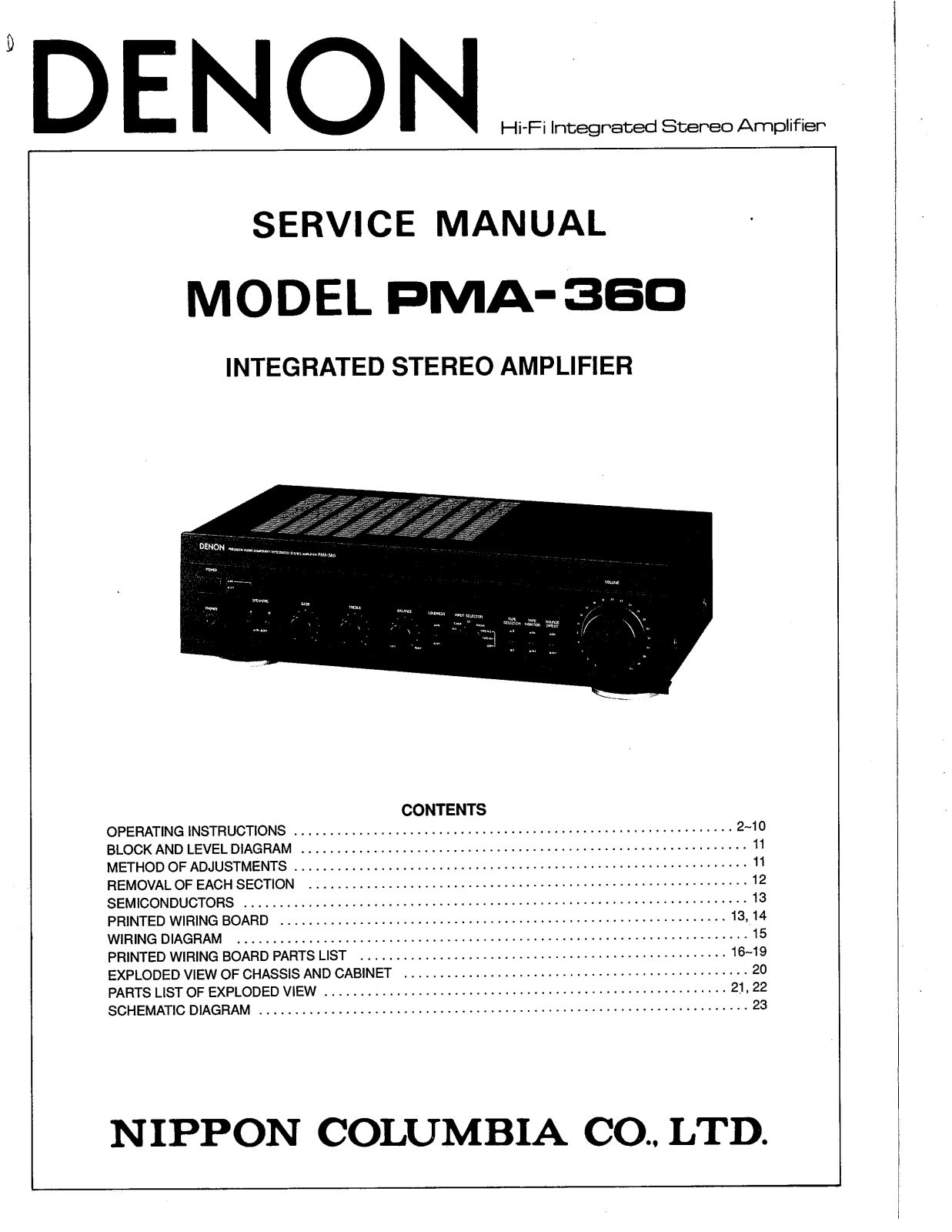 Denon PMA-360 Service Manual