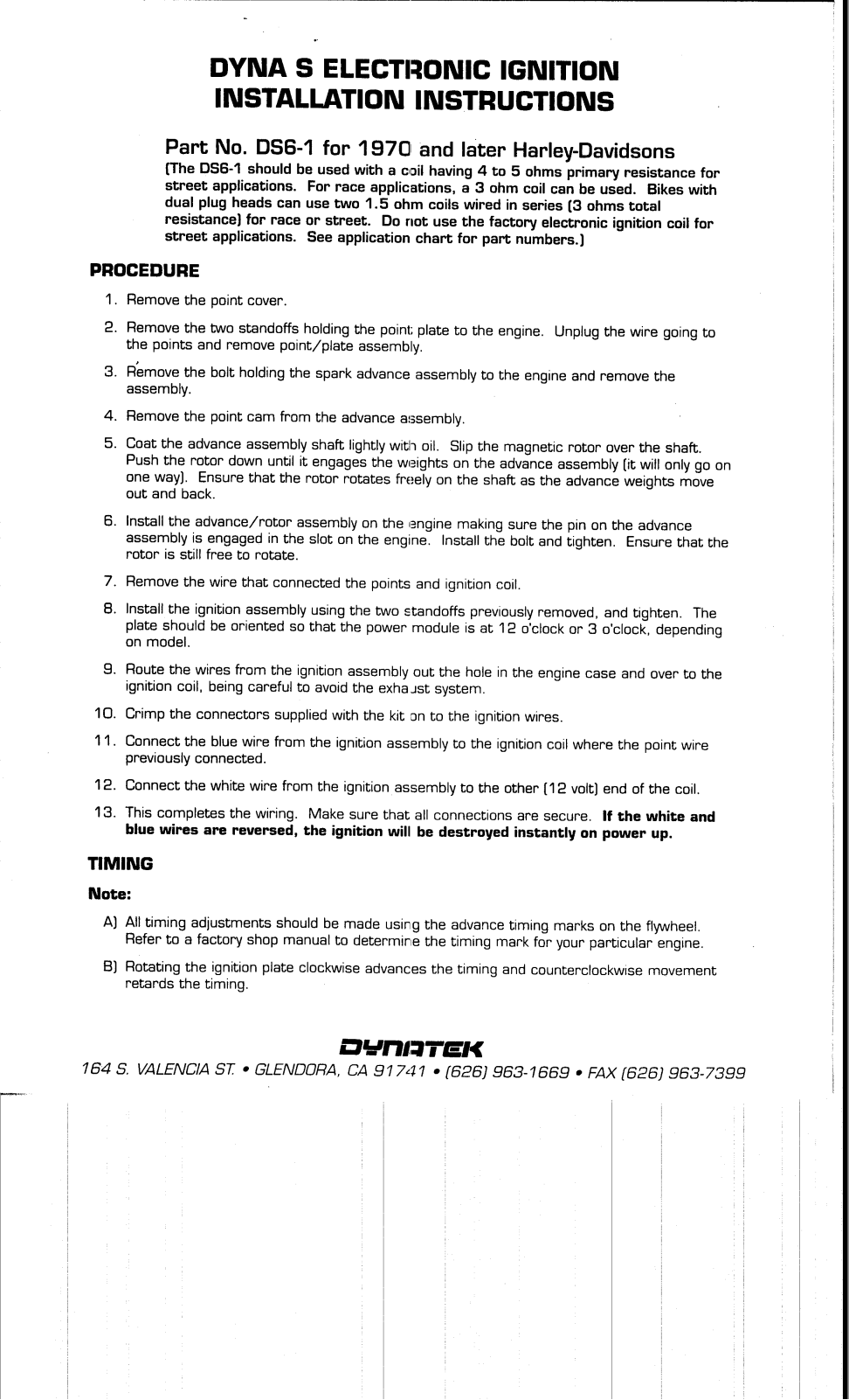 Dynatek DS6-1 User Manual