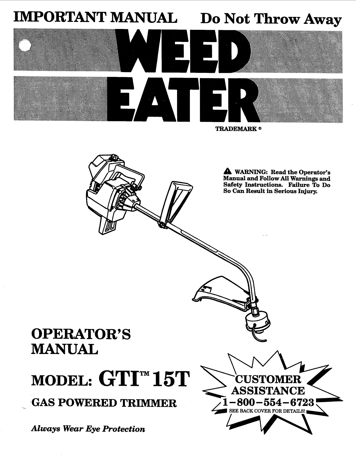 Weed Eater GTI 15T User Manual