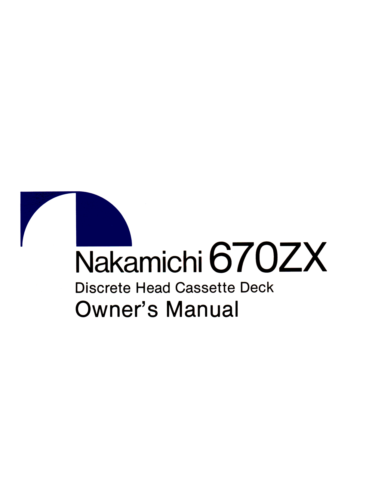 Nakamichi 670ZX User Manual