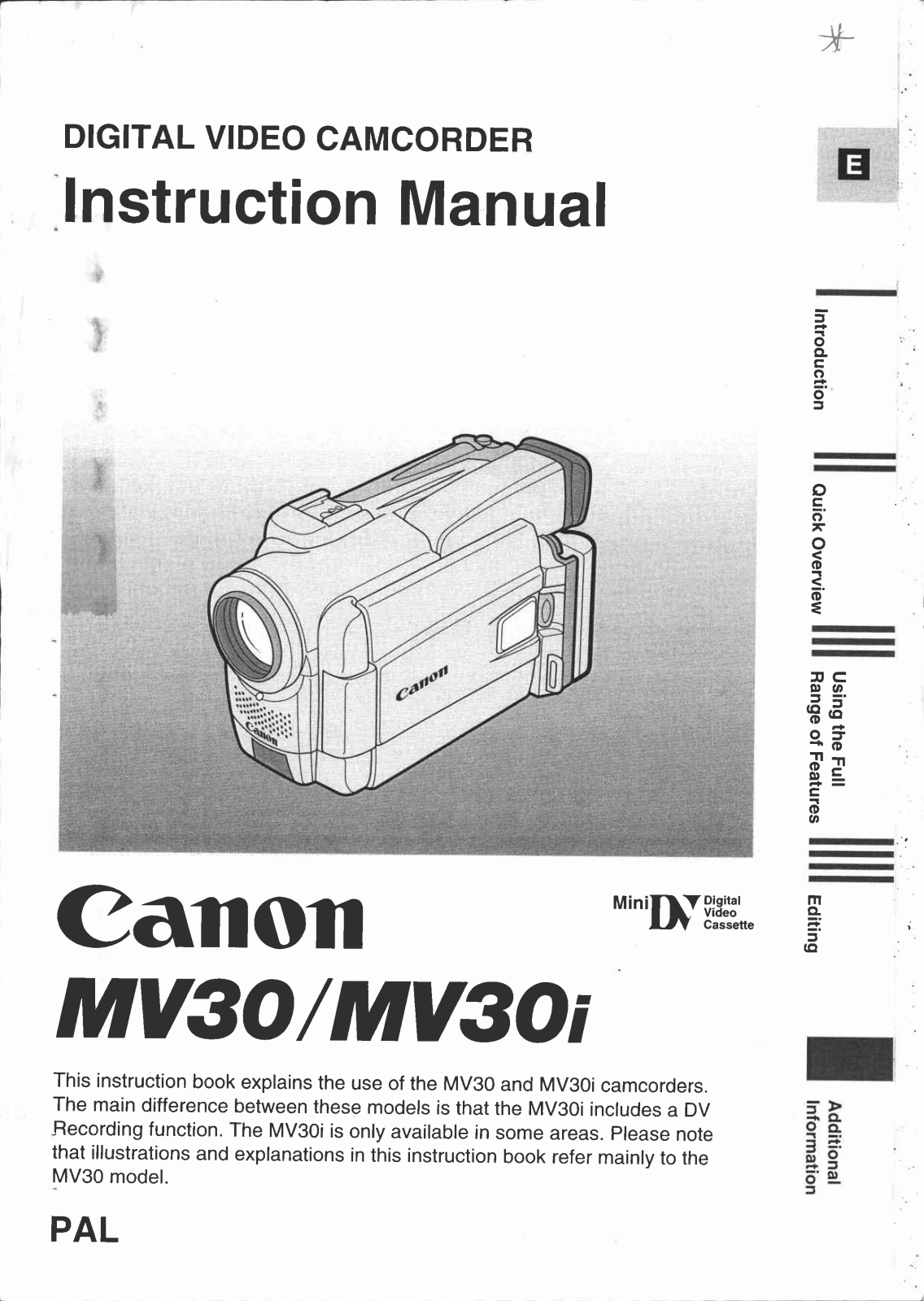 Canon MV 30 User Manual