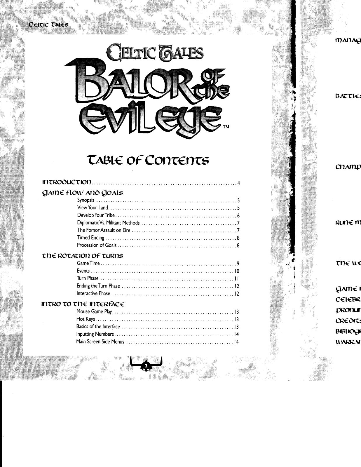 Games PC CELTIC TALES-BALOR OF THE EVIL EYE User Manual