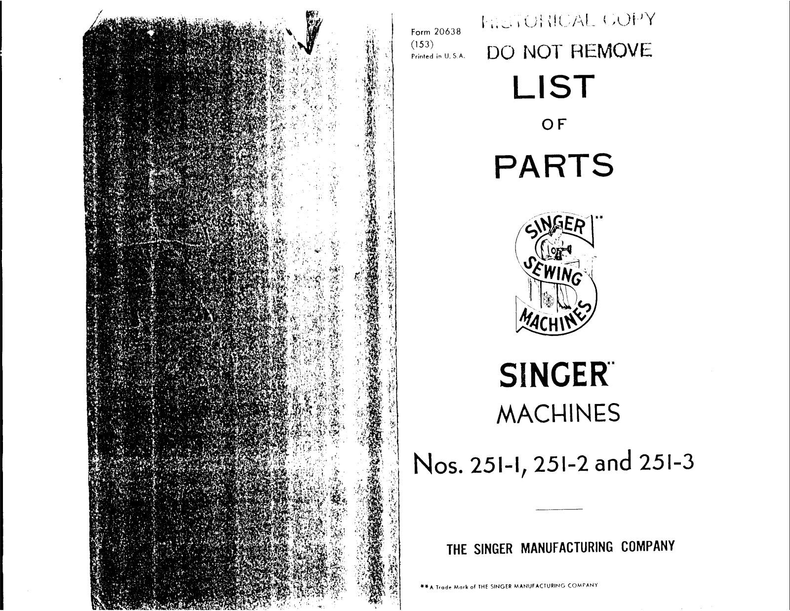Singer 251-1, 251-2, 251-3 User Manual