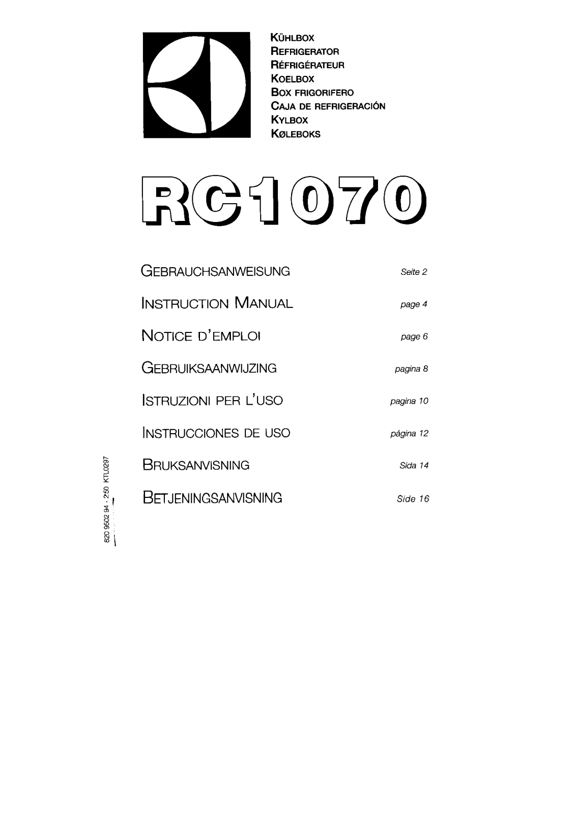 AEG-Electrolux RC1070-2 User Manual