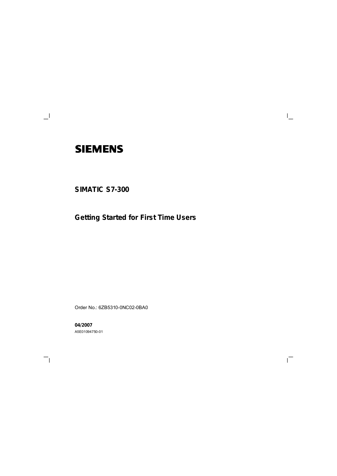 Siemens S7-300 User Manual