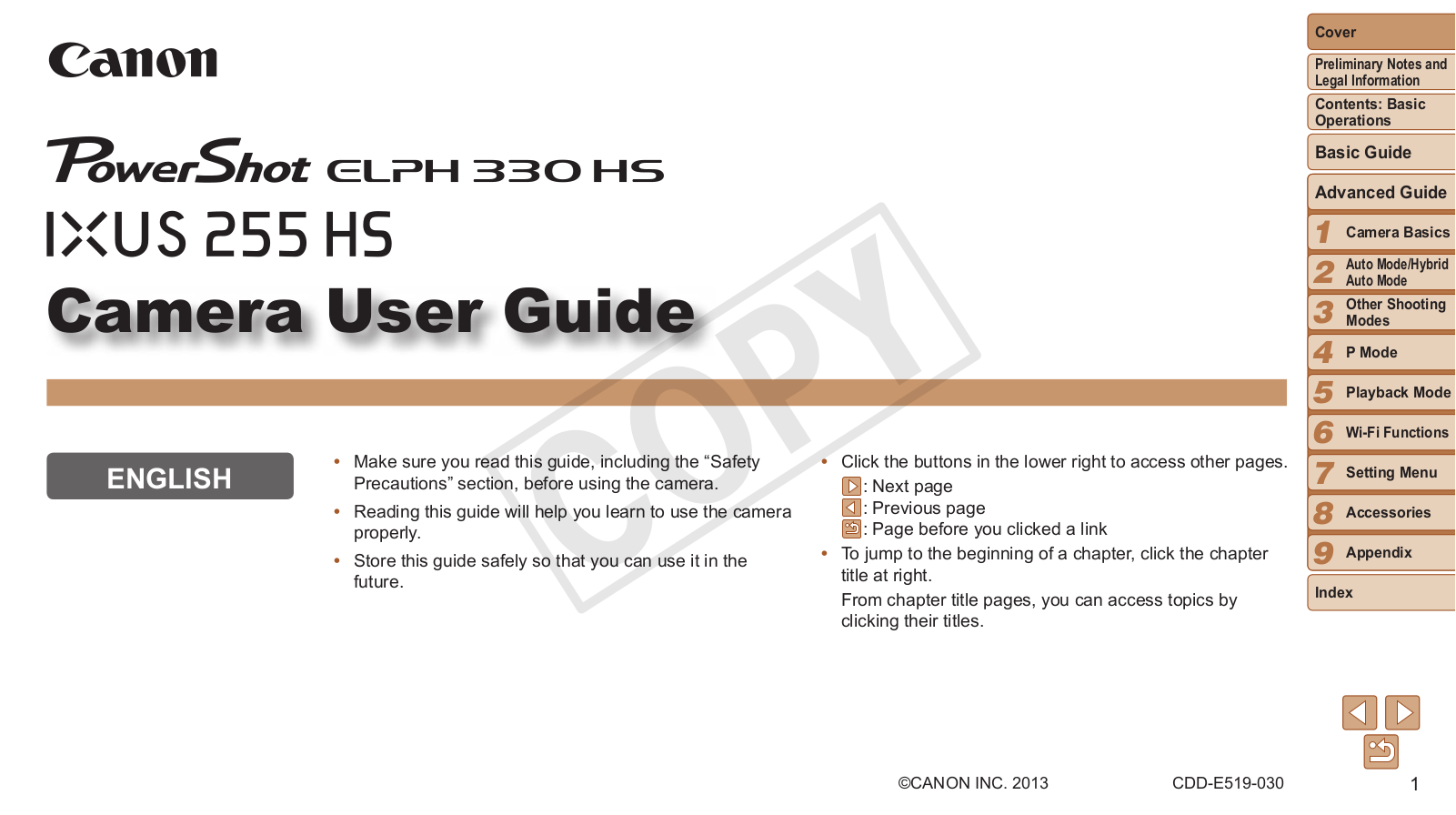 Canon ELPH330HSPINK, ELPH330HSBLK, ELPH330HSSIL, 330 HS User Manual