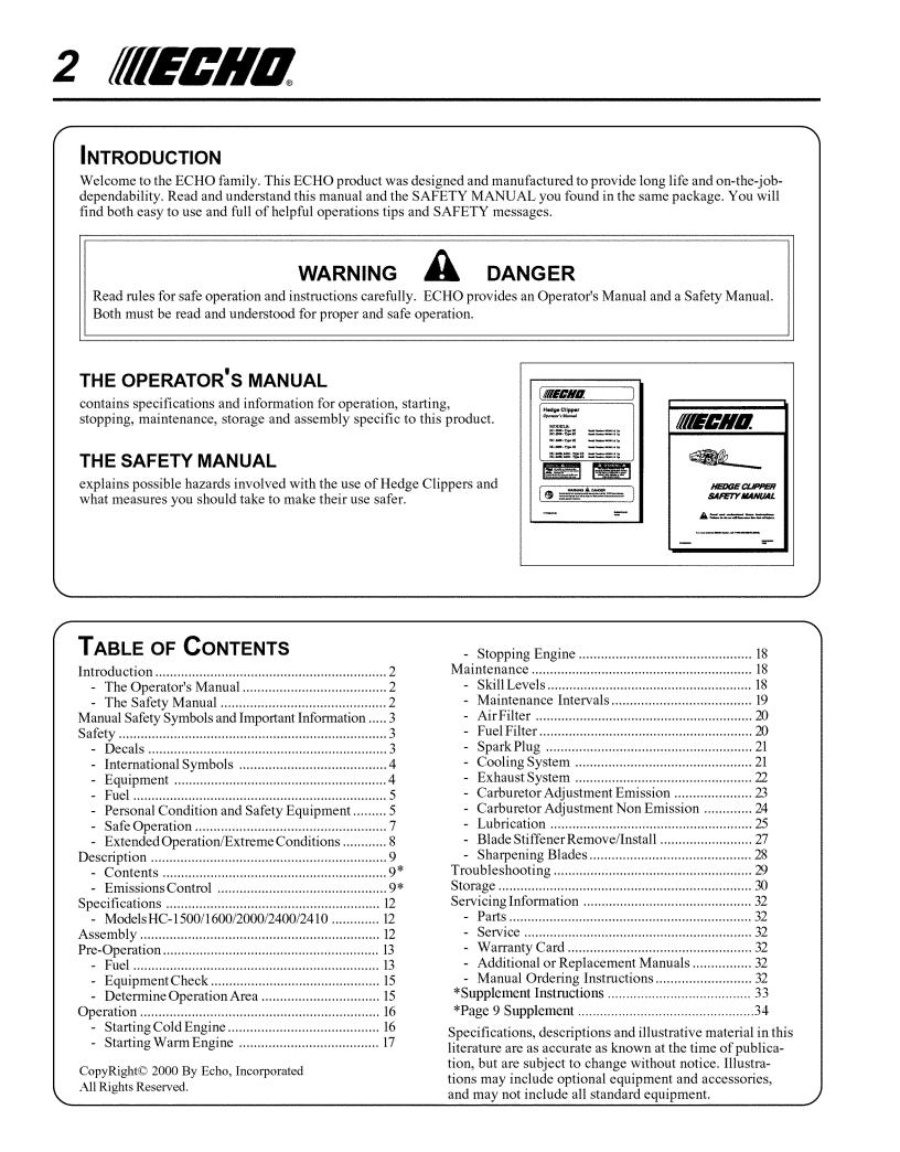 Echo HC-2410 User Manual