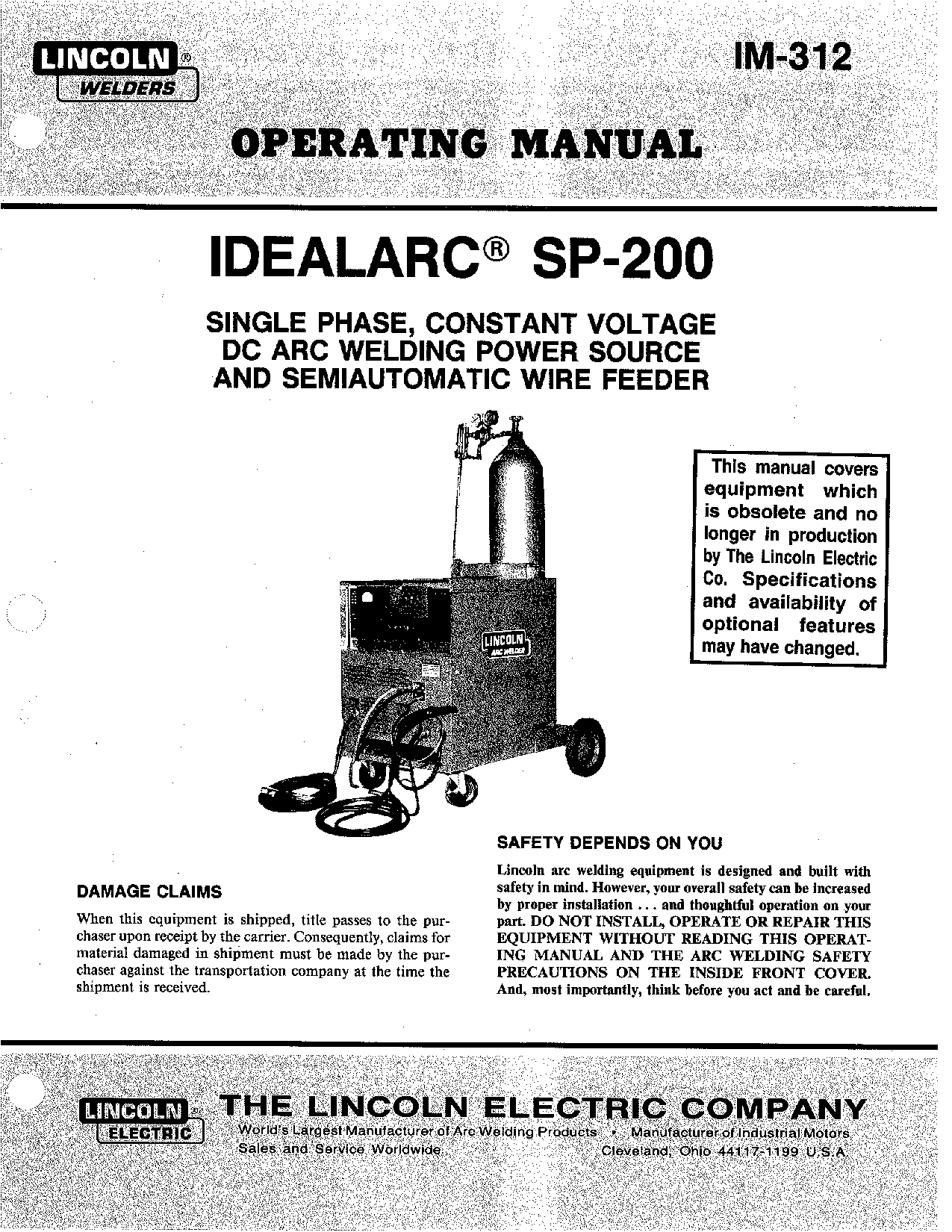 Lincoln Electric SP-200 User Manual