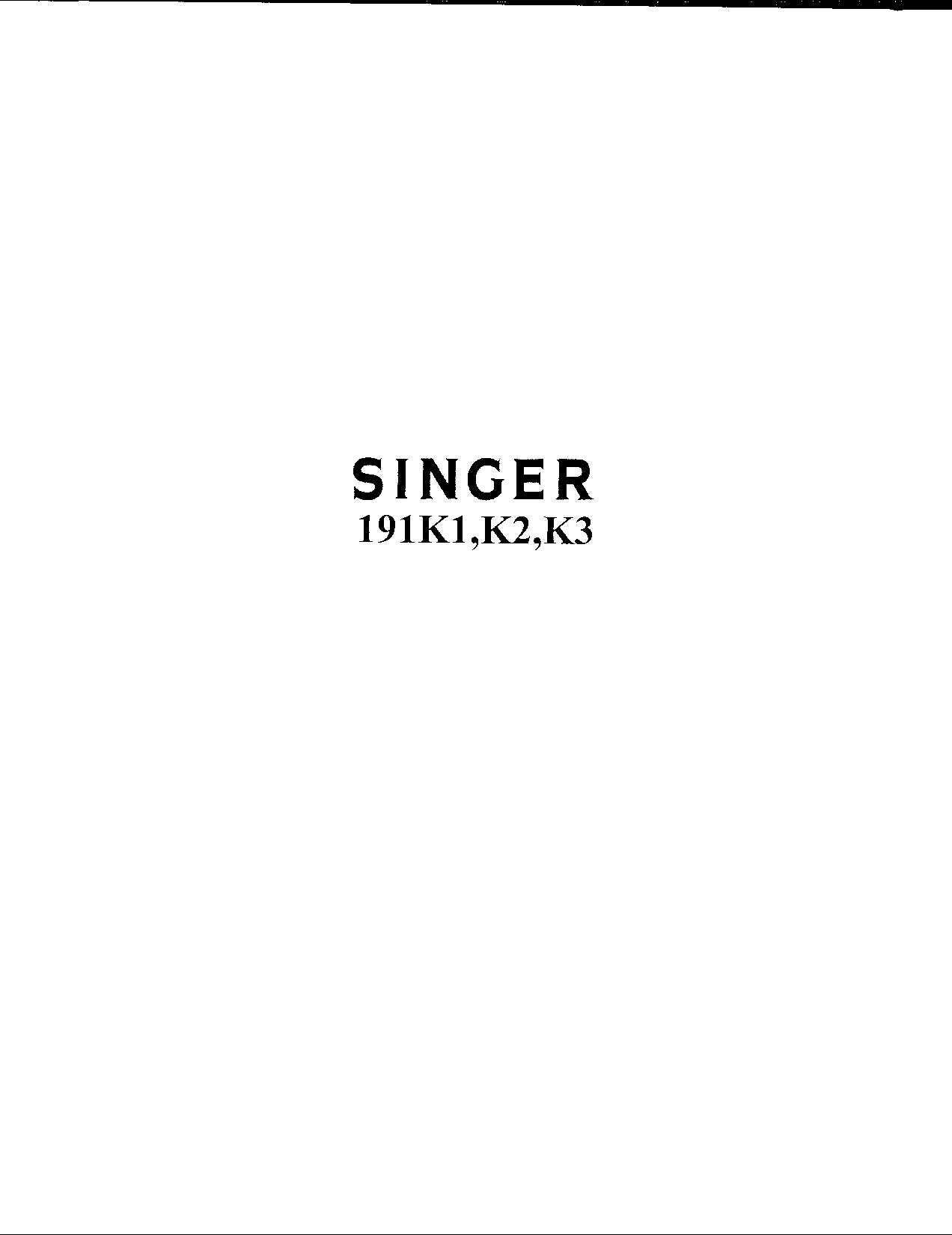 Singer 191K2, 191K3, 191K1 User Manual