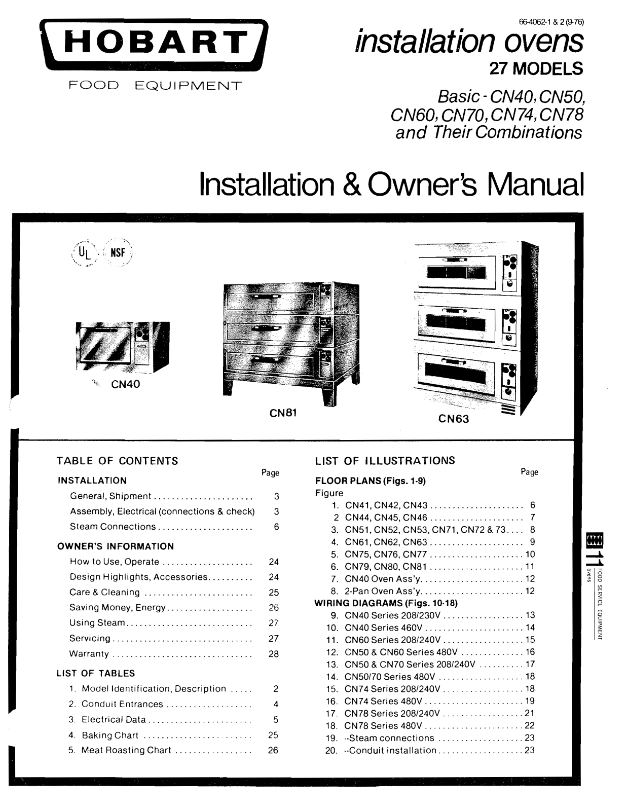 Hobart CN50, CN74, CN40, CN78, CN70 User Manual