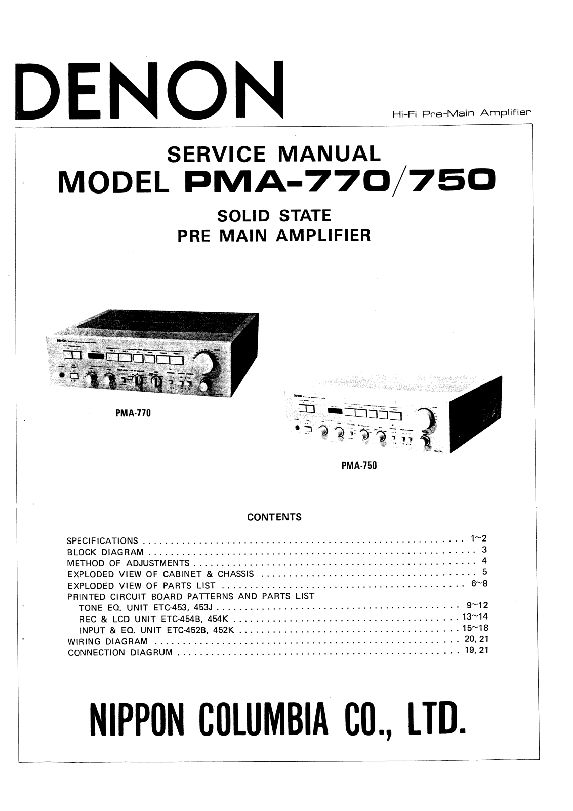 Denon PMA750 Service Manual