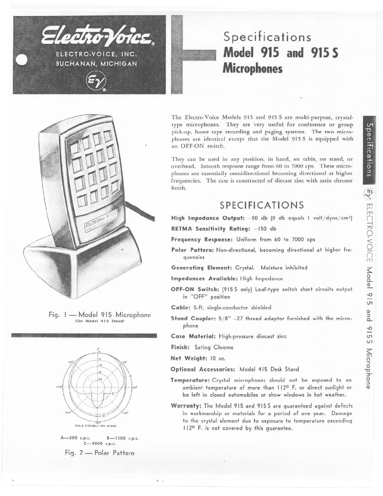 Electro-Voice 915S, 915 User Manual