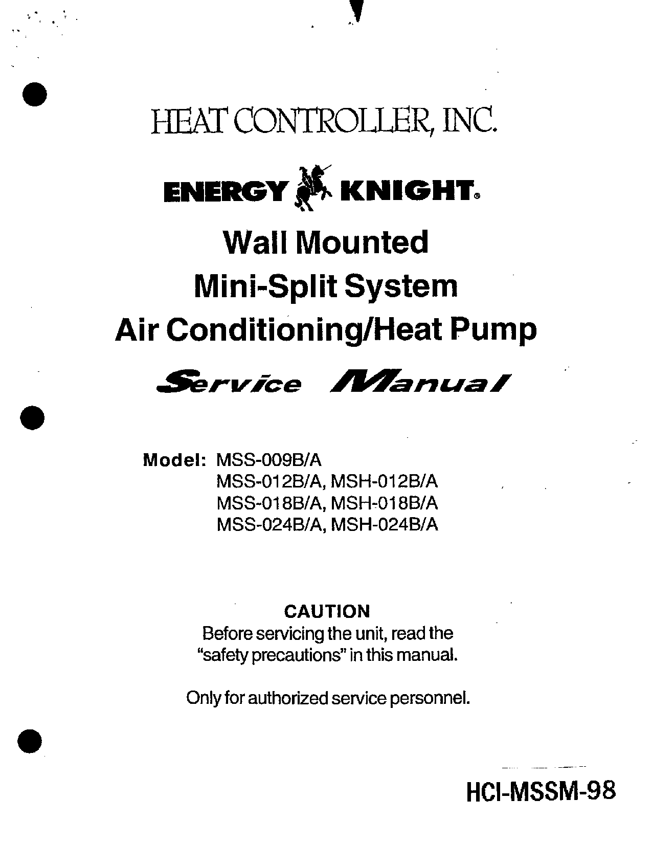 Heat Controller MSS-024B-A, MSS-009B-A, MSH-024B-A, MSH-0186-A, MSH-01 2B-A User Manual