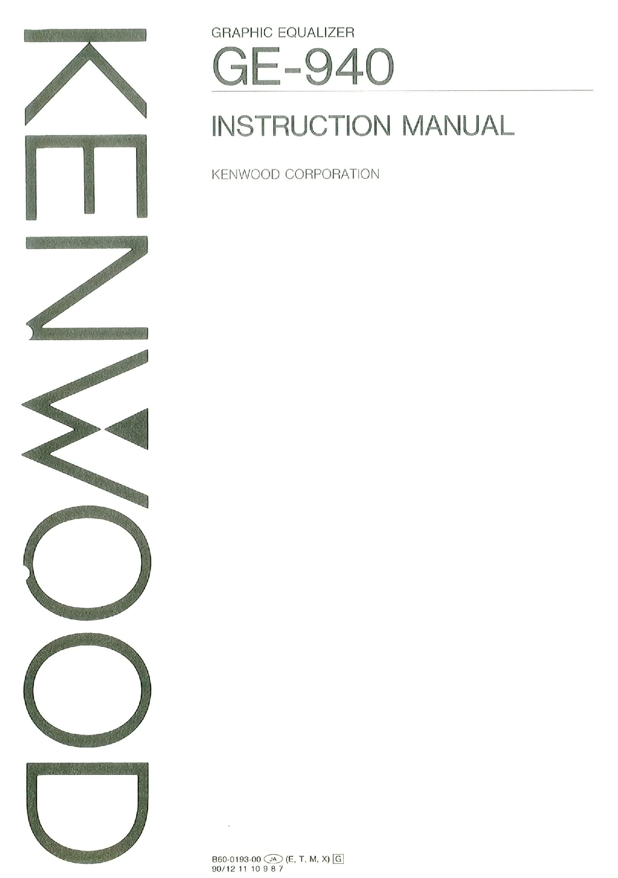 Kenwood GE-940 User Manual