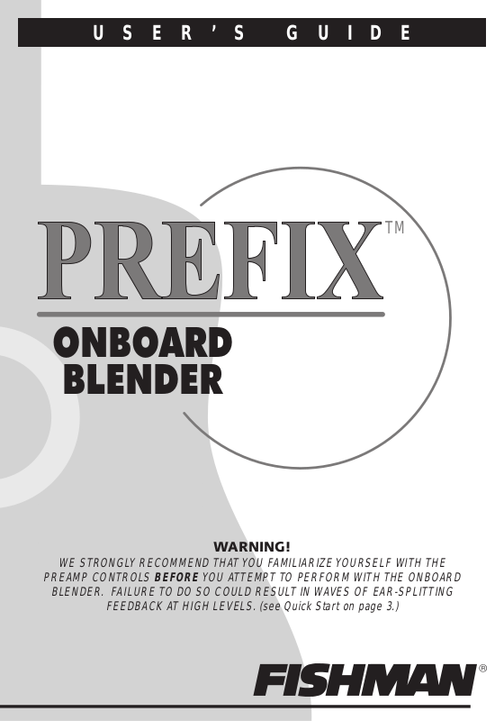 Fender Fishman Prefix Onboard Blender Operation Manual