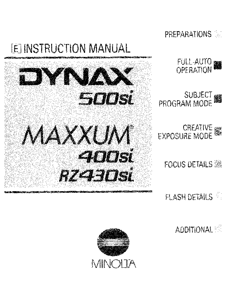 Minolta Maxxum 400si User Manual