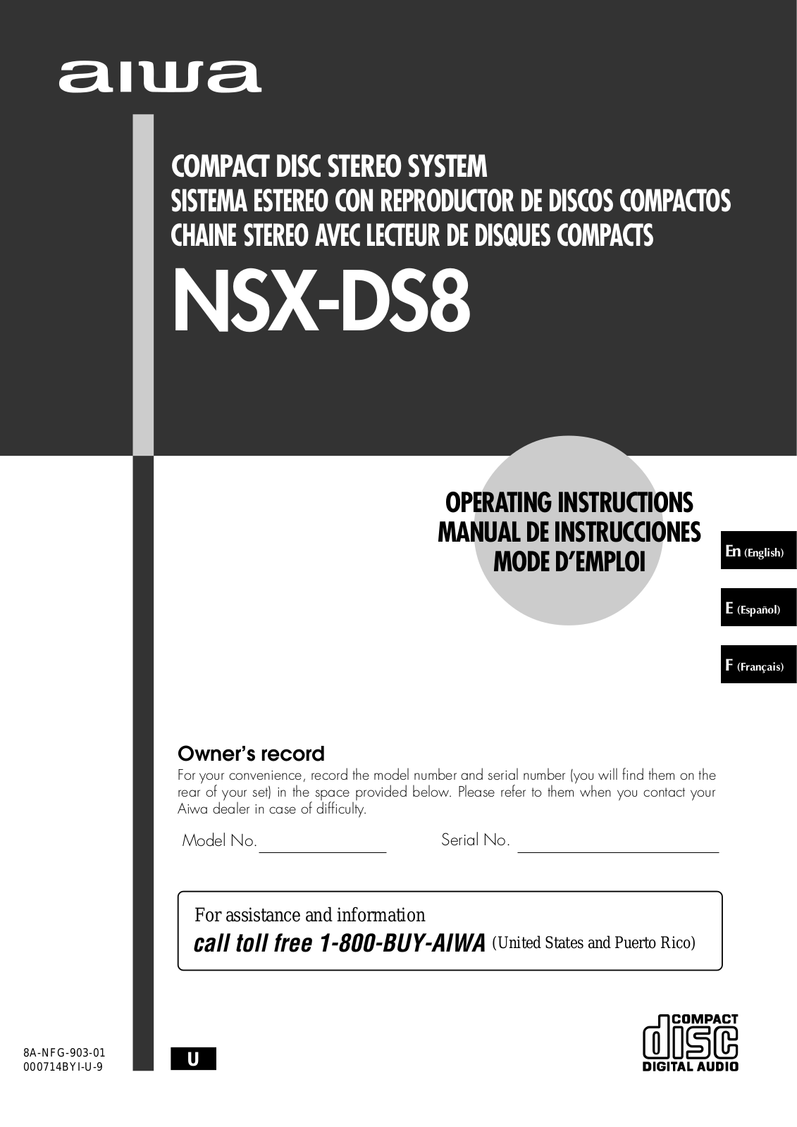 Aiwa NSX-DS8 User Manual