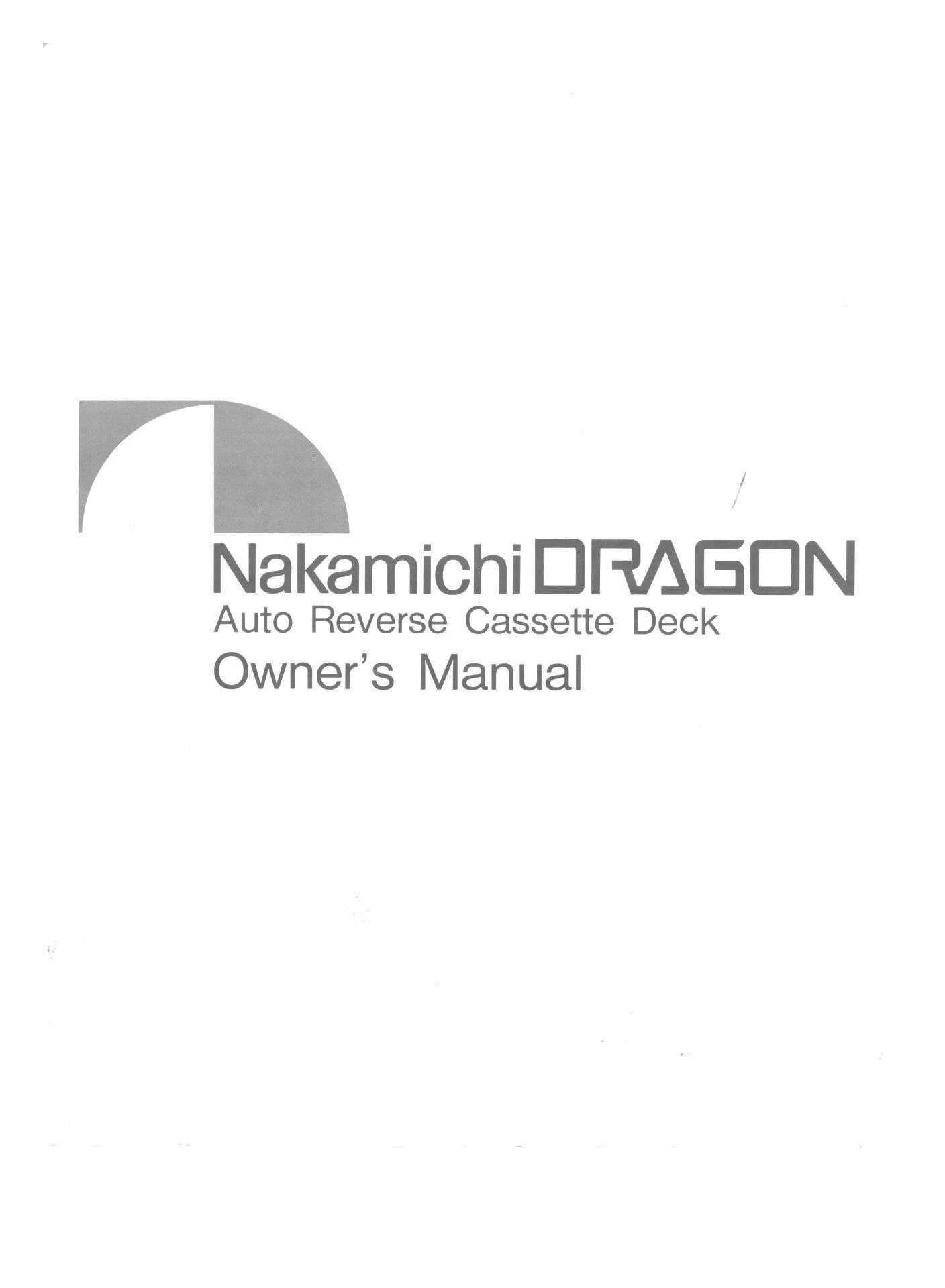 Nakamichi DRAGON User Manual