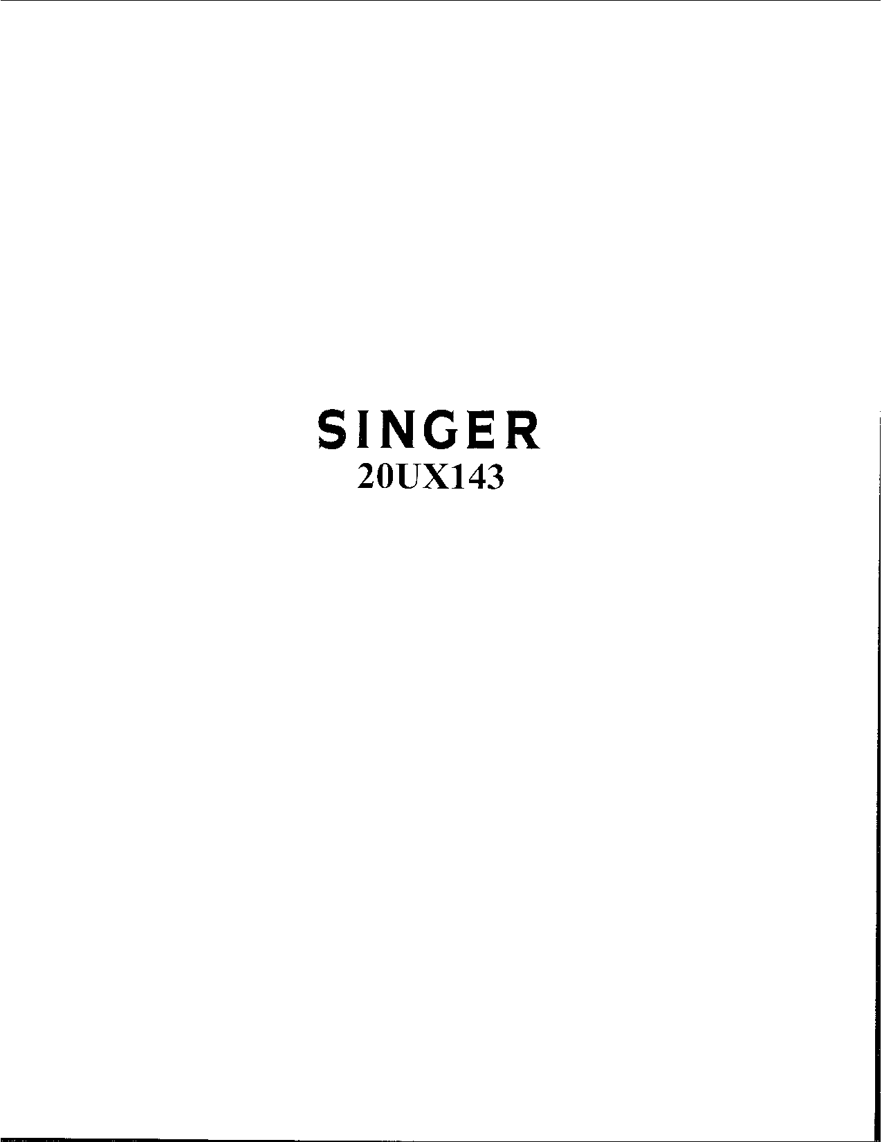 Singer 20UX143 User Manual