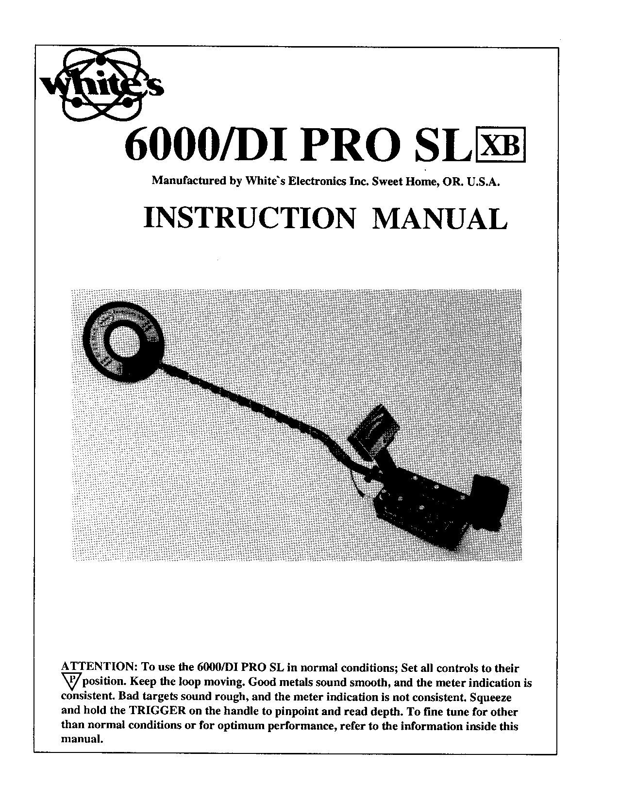 Whites Electronics CM 6000 DI PRO SL XB User Manual