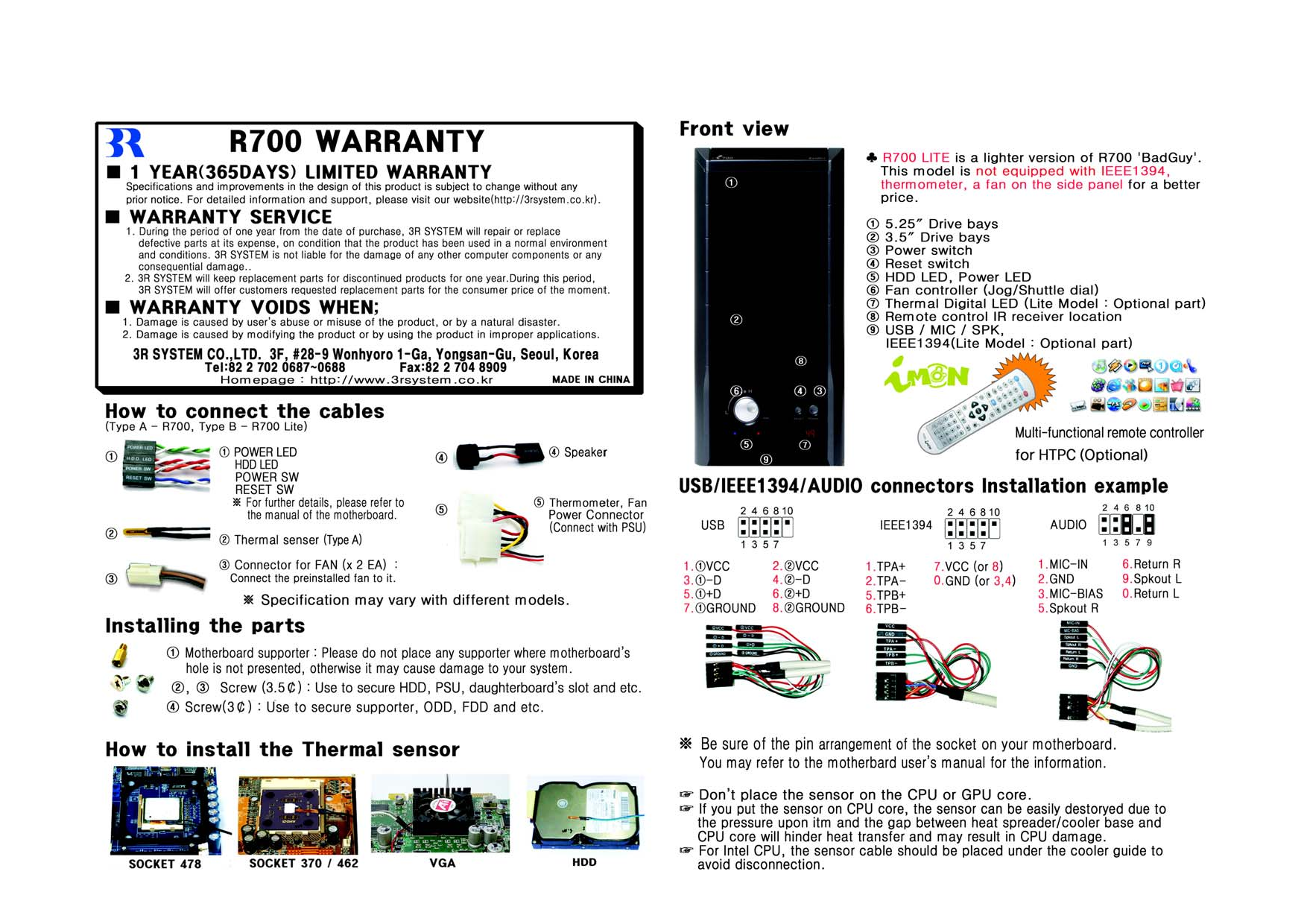 3R SYSTEM R700 User Manual