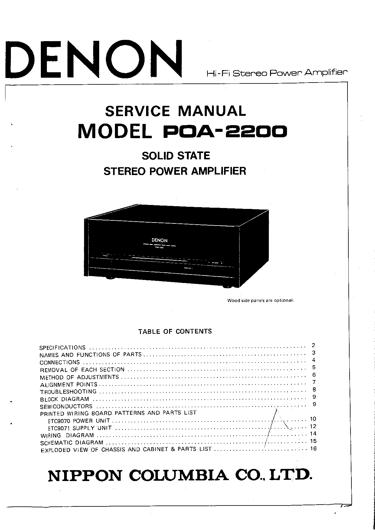 Denon POA 2200 Service Manual