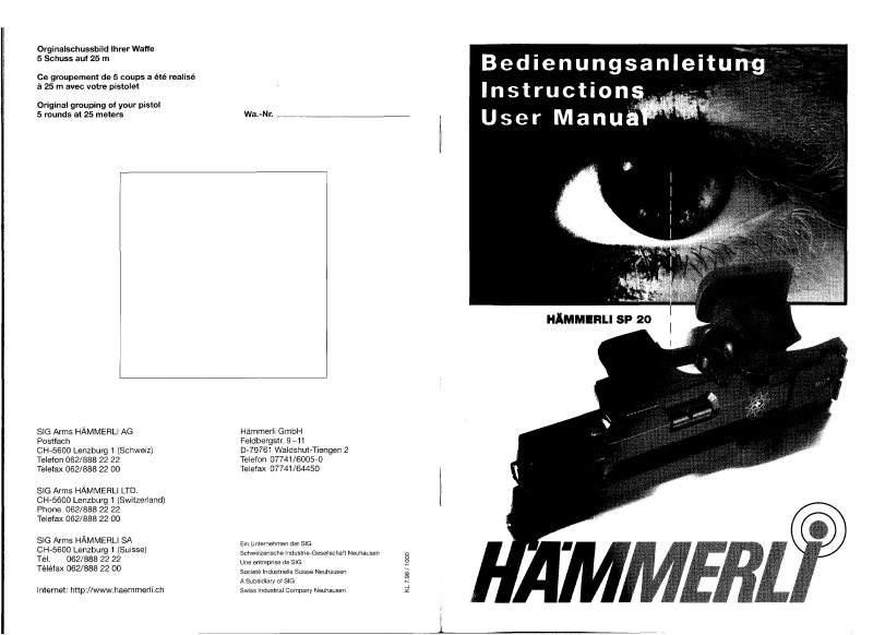 Walther Hammerli Sp Instruction Manual