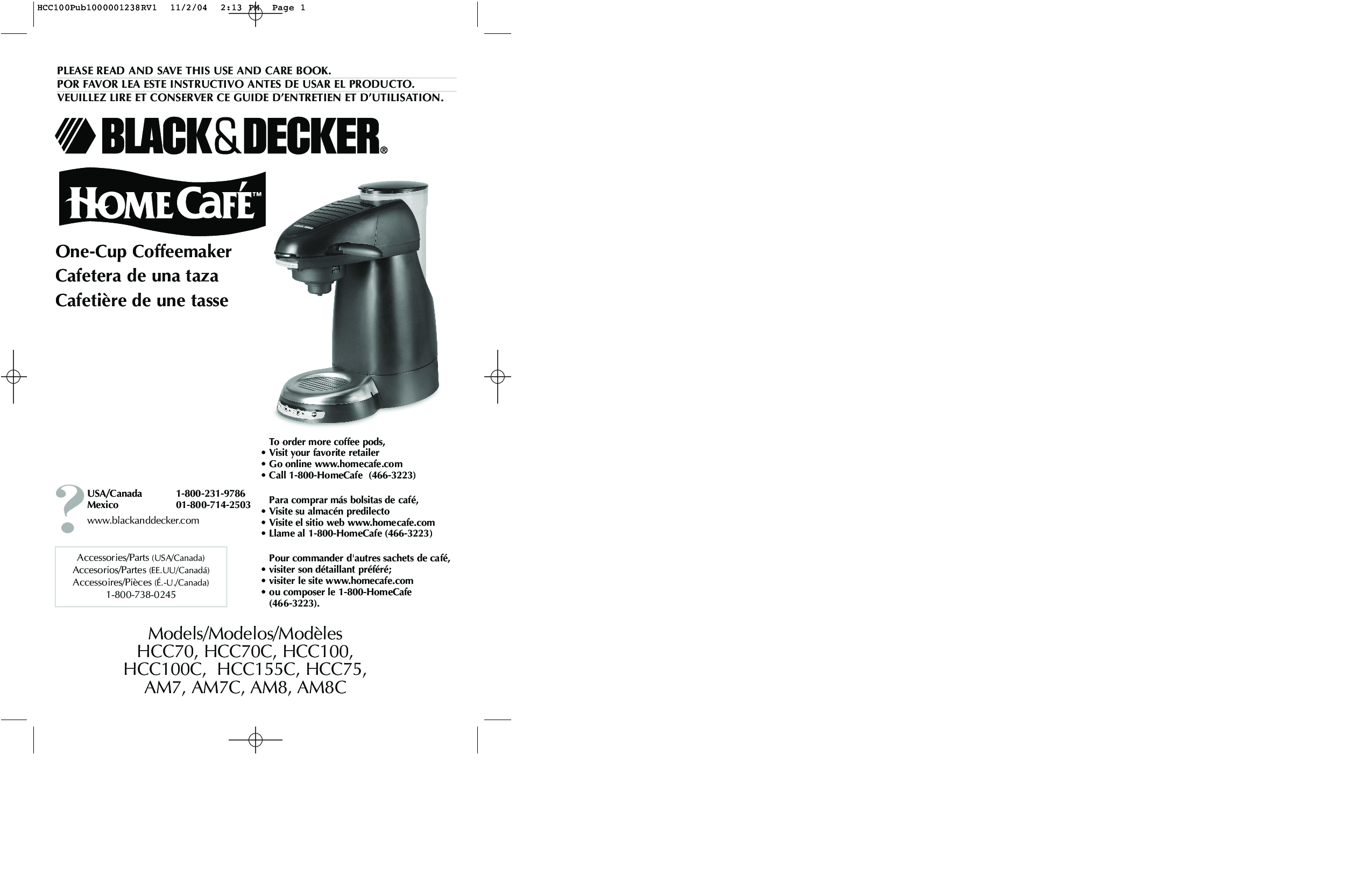 Black & Decker HCC100, AM8C, HCC75, HCC155C, HCC70C User Manual