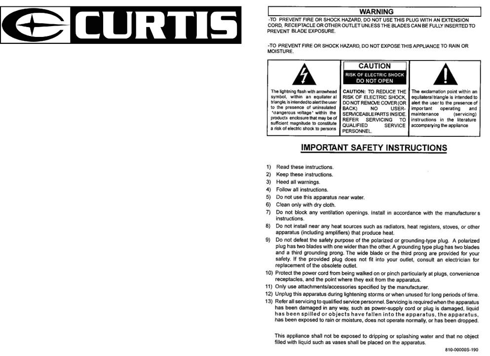 Curtis RCD 310 User Manual