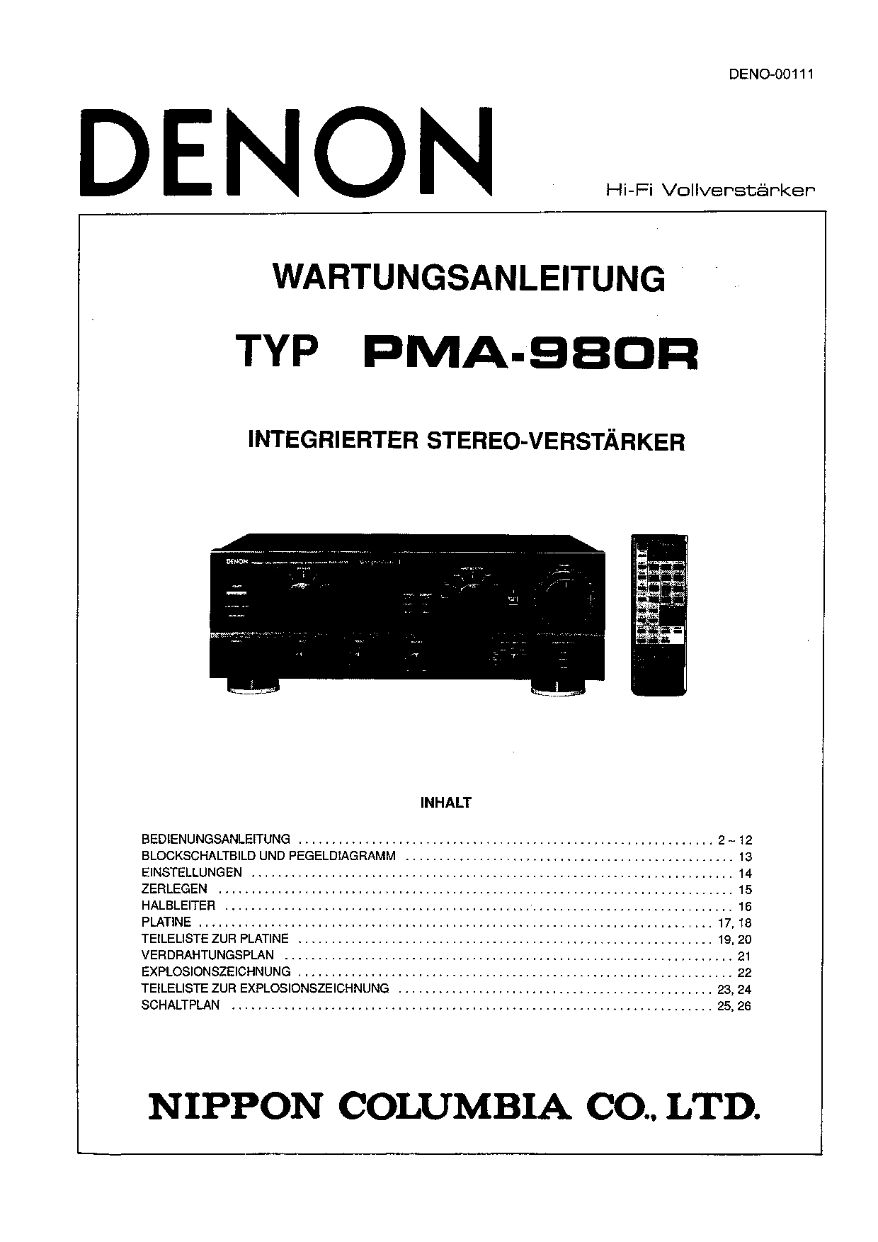 Denon PMA-980R Service Manual