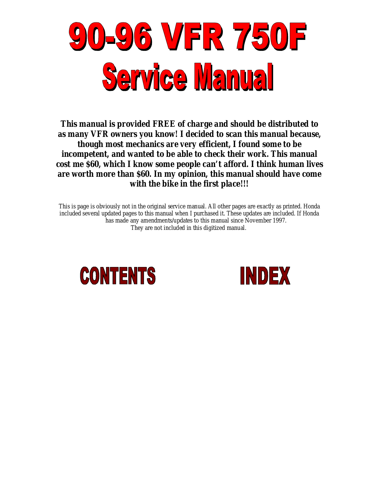 Honda VFR 750f 90-96 Service Manual