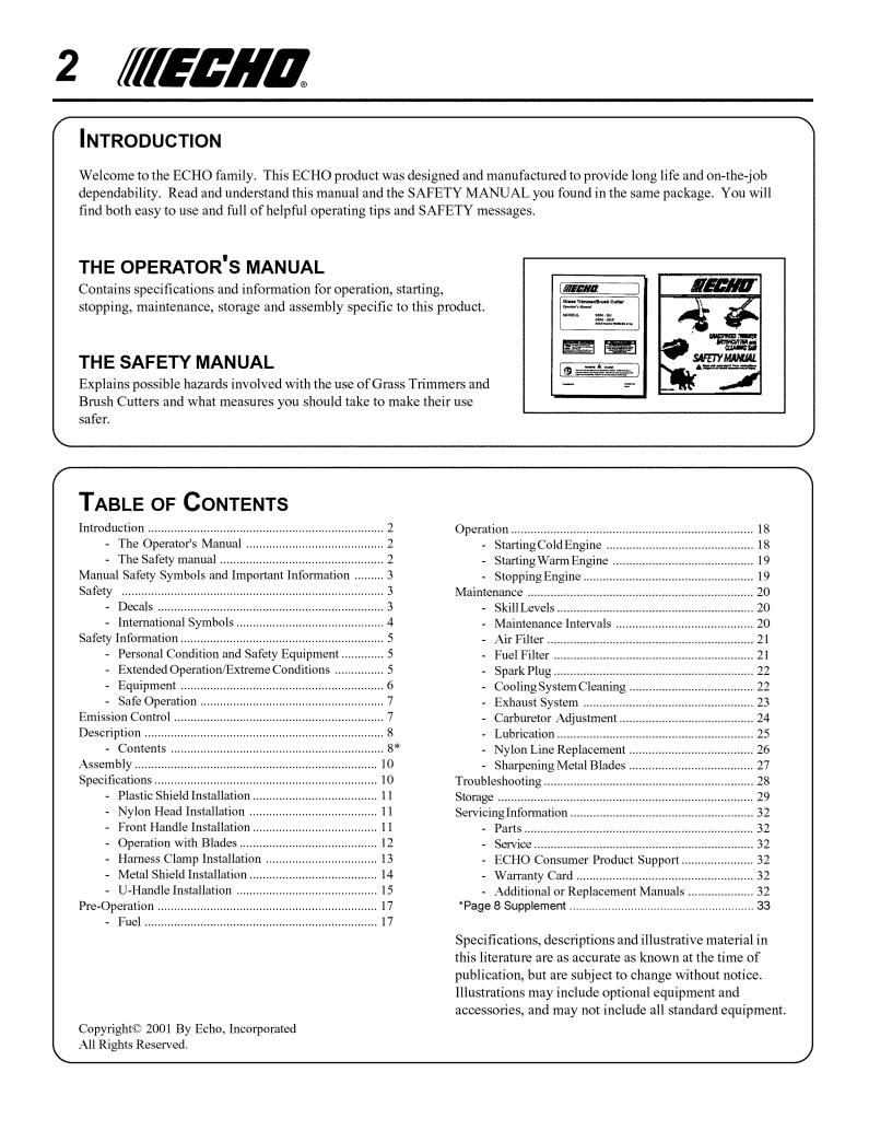 Echo SRM-260, SRM - 260S User Manual