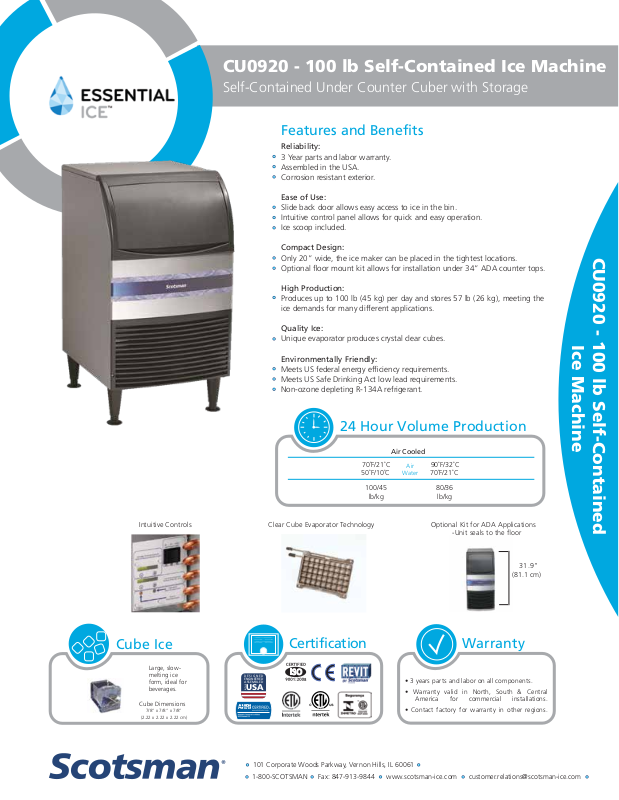 Scotsman Ice Machine Cu Ma User Manual